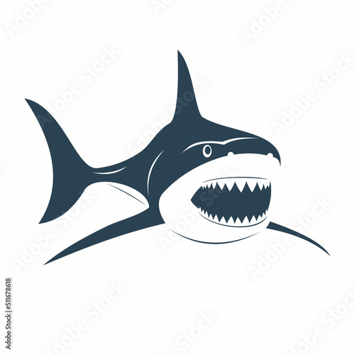 Vector illustration of an aggressive cartoon shark