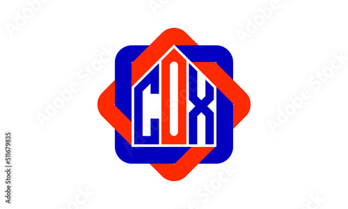 COX three letter real estate logo with home icon logo design vector template | construction logo | housing logo | engineering logo | initial letter logo | minimalist logo | property logo |