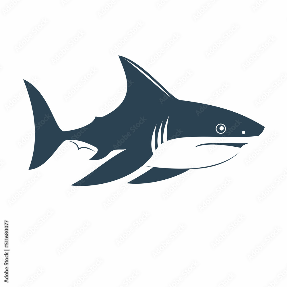 Obraz premium Vector illustration of an aggressive cartoon shark