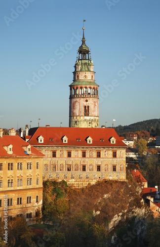 Castle tower in Cesky Krumlov. Czech republic