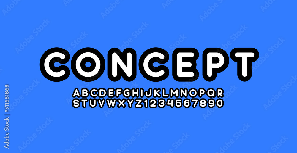 Round font, bold alphabet, modern letters and numbers Stock Vector ...