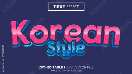 3d editable text effect korean style theme premium vector