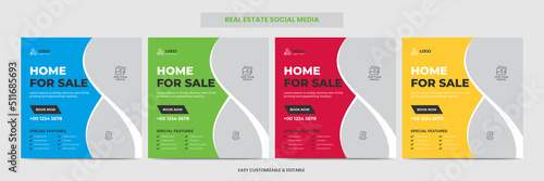 Modern real estate agency social media post banner template creative square home social media banner