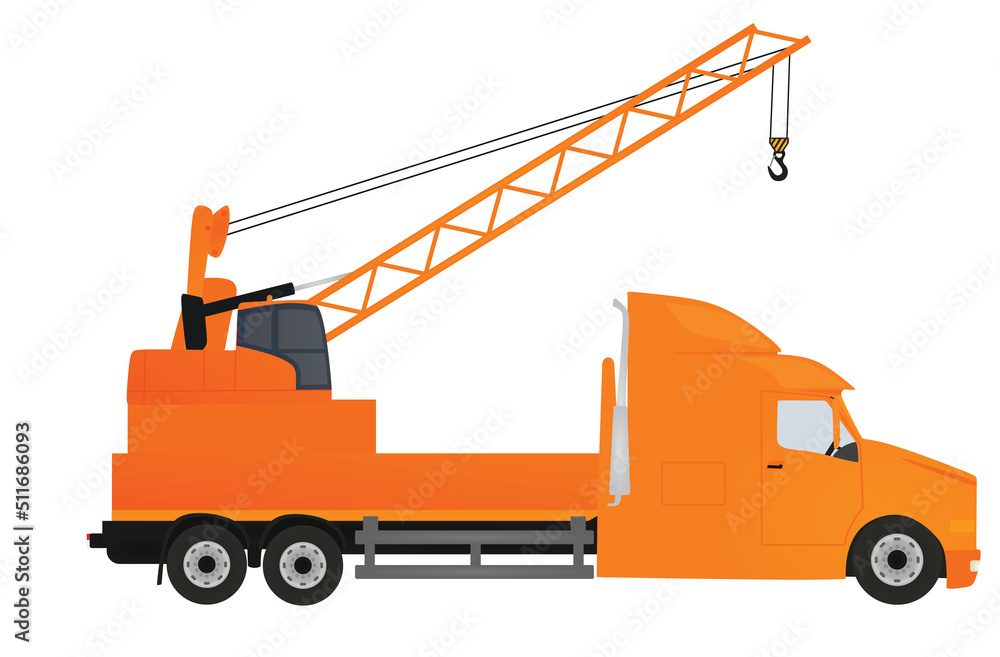 Yellow tower truck. vector illustration