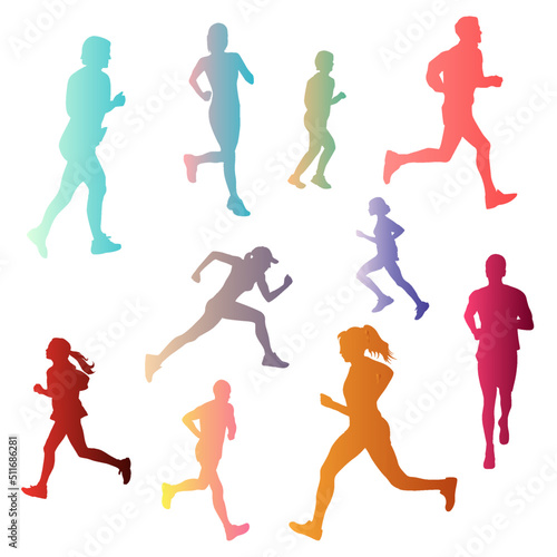 Colorful Running People Set Of 10