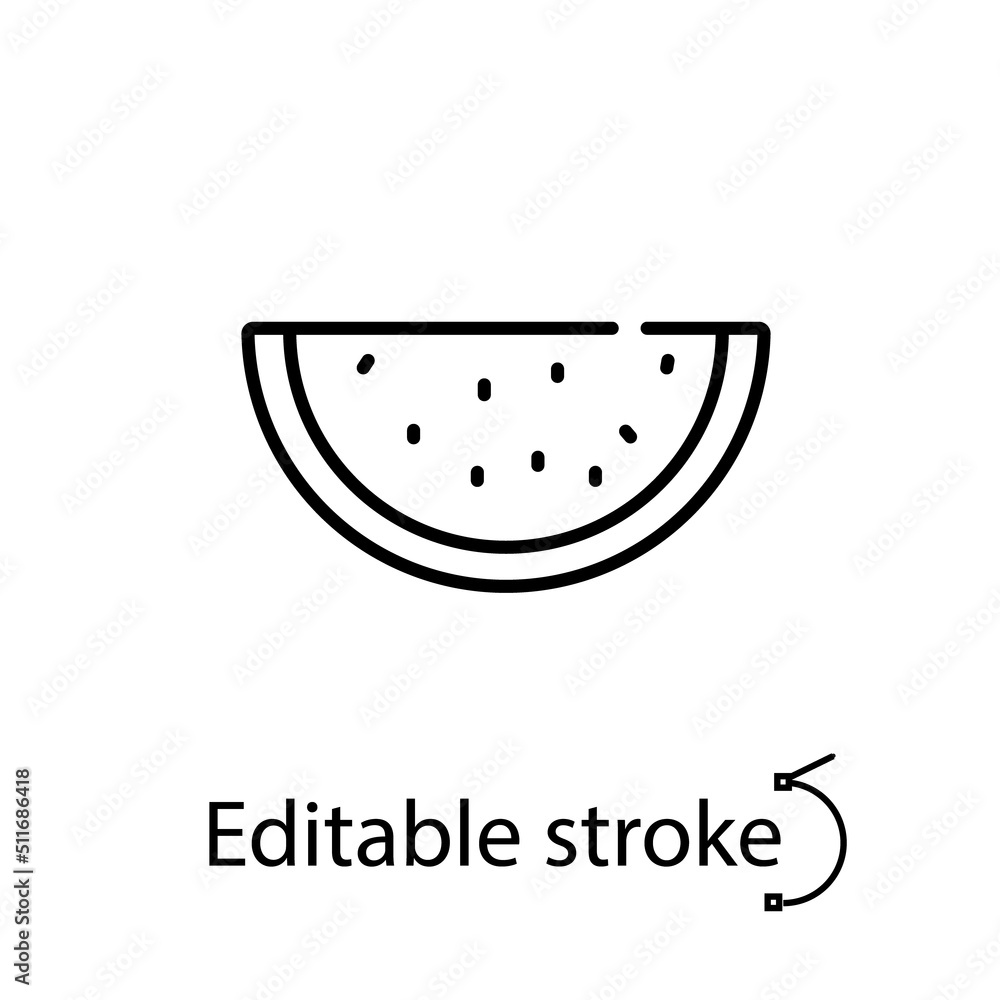 Watermelon slice line icon. Minimal pictogram. Fruit shop label. Healthy food. Isolated vector stock illustration Watermelon slice line icon. Minimal pictogram. Fruit shop label. Healthy food. Isolated vector stock illustration