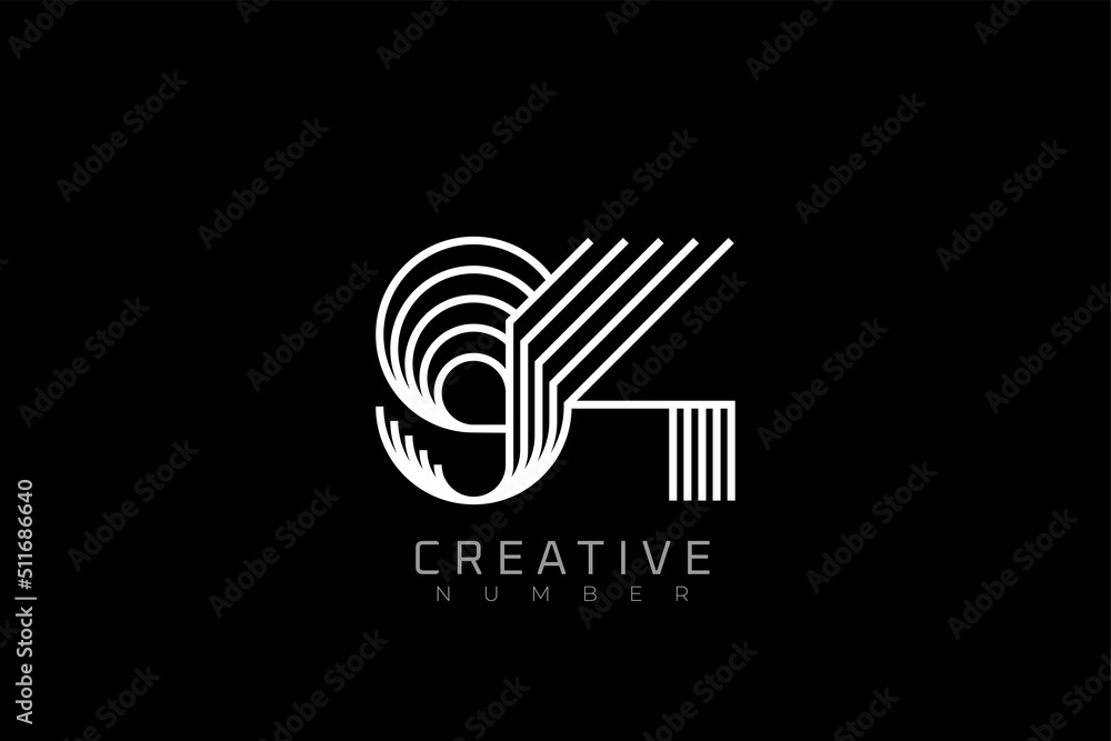 Number 94 Logo, modern and creative number 94 multi line style, usable for brand, anniversary and business logos, flat design logo template, vector illustration Number 94 Logo, modern and creative number 94 multi line style, usable for brand, anniversary and business logos, flat design logo template, vector illustration
