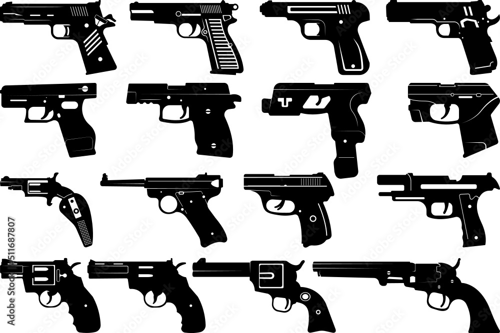 Pistol SVG, Pistol Silhouette, Gun Svg, Handgun Svg, Revolver Svg ...