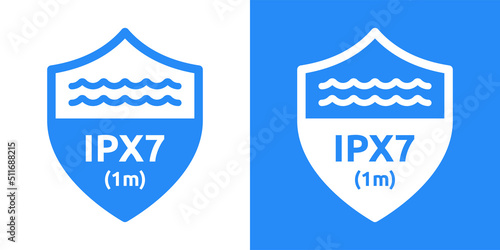 IPX7 waterproof label. Water resistance of 1m depth.