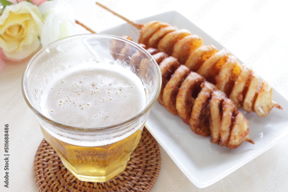 Korean street food, fried potato with spicy salt Korean street food, fried potato with spicy salt