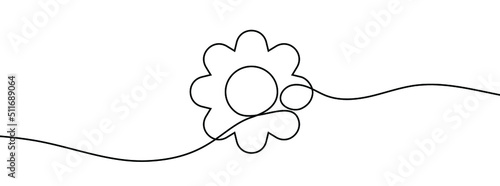 Continuous line drawing of flower. Flower one line icon. One line drawing background. Vector illustration. Flower black icon