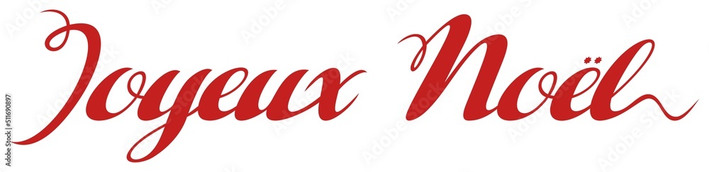 Joyeux Noel. Französischer Weihnachtsgruß vektor in Rot. Weißer 