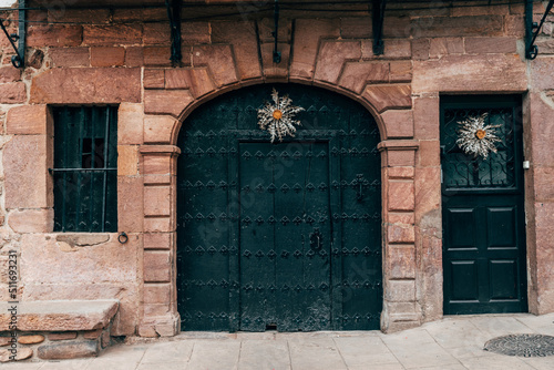 sunflower decorating house entrance photo