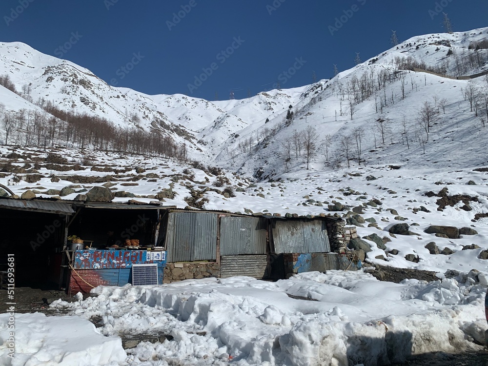 mountain village in winter