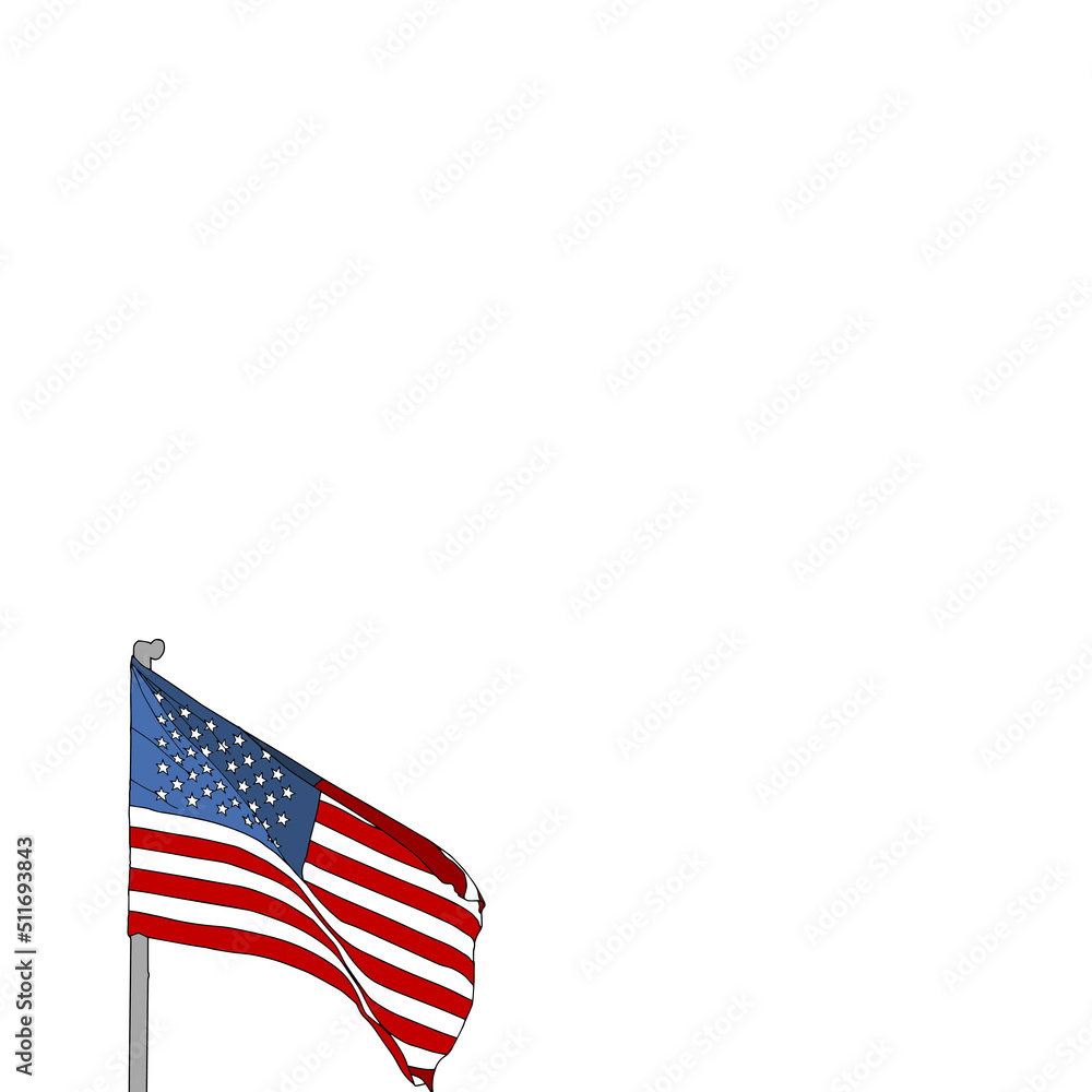United States 3D waving flag illustration on Flagpole. Perfect for ...