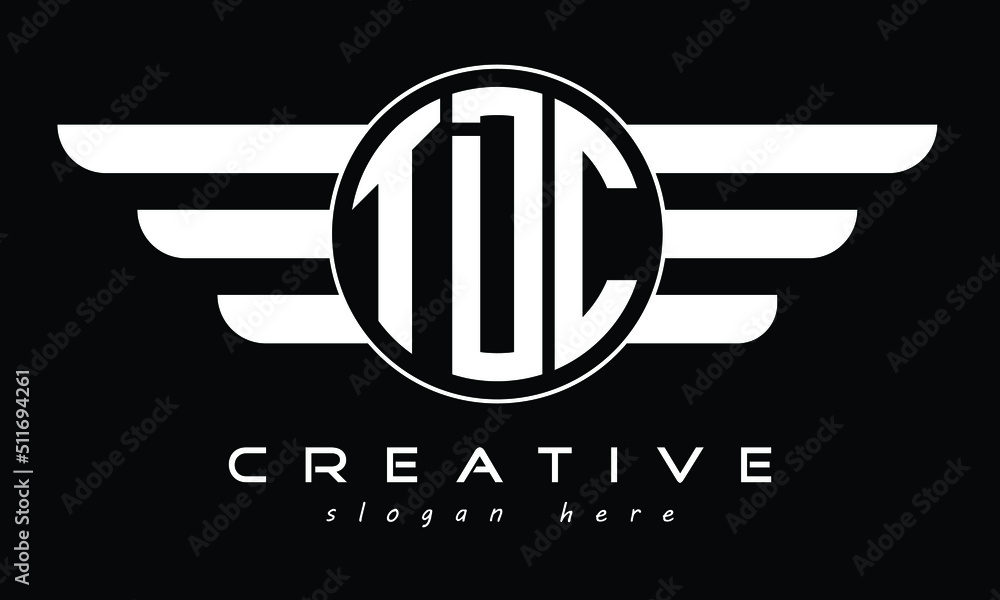 TDC three letter circle with wings logo design vector template ...