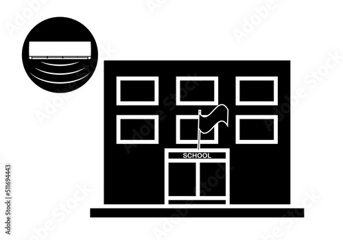 Icono de aire acondicionado en los colegios, institutos, escuelas y universidades