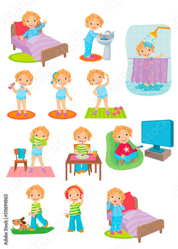Daily routine child from morning to evening