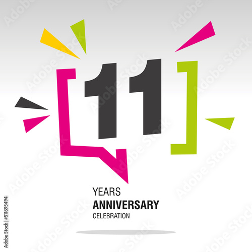 Free Download 11 Years Anniversary celebration colorful white modern number logo icon banner - GFXLoad