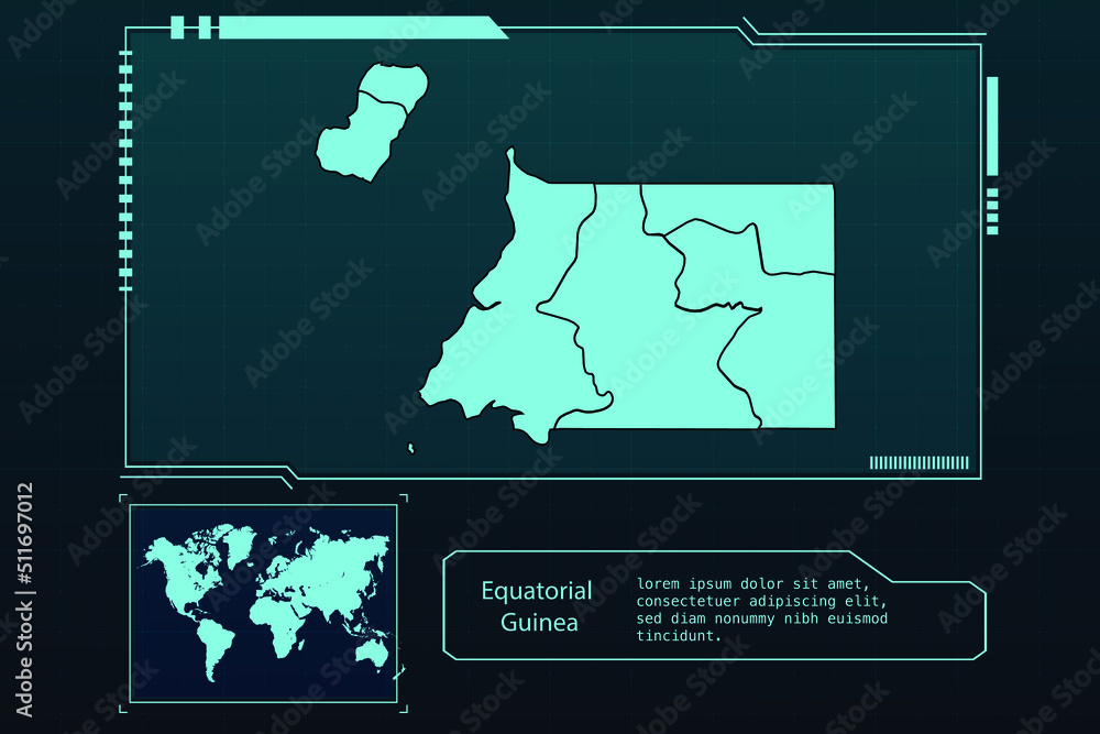 Equatorial Guinea Map Futuristic infographic Map element collection
