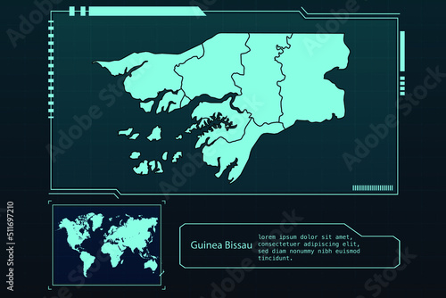 Foto Guinea Bissau Map Futuristic infographic Map element collection background