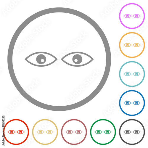 Watching eyes outline flat icons with outlines