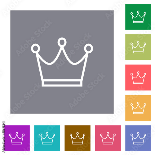 Crown outline square flat icons