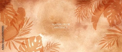 Elegant marble, stone texture. Palm, exotic leaves. Watercolor, ink vector background collection with white, grey, beige, yellow, brown for cover, invitation template, wedding card, menu design.