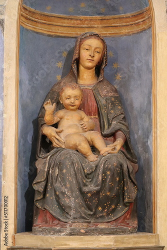 Perugia San Severo Chapel Sculpture of a Madonna with Child in Umbria, Italy