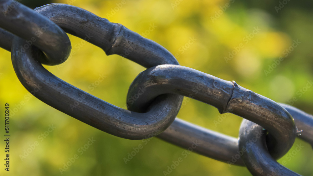 Chain links up close with blurred background Chain links up close with blurred background