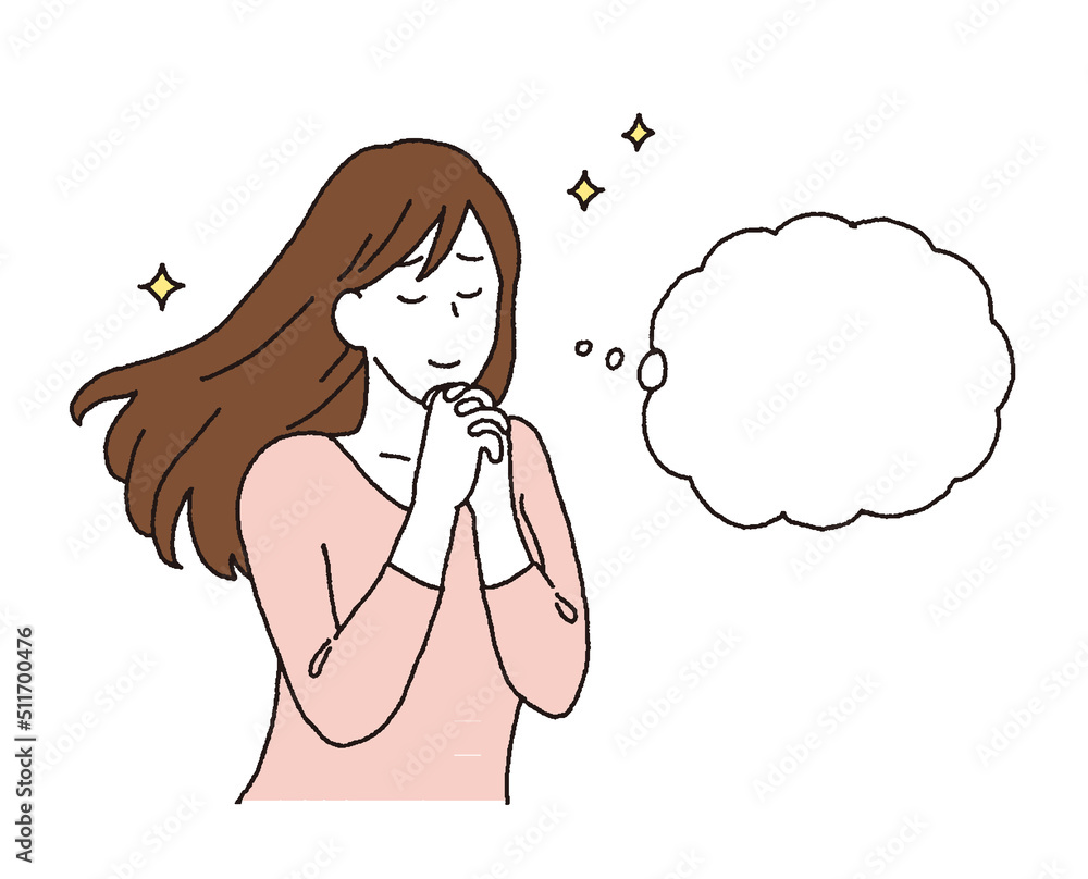 シンプルなタッチ なにかに憧れる女性のイラストレーション Stock-Vektorgrafik | Adobe Stock