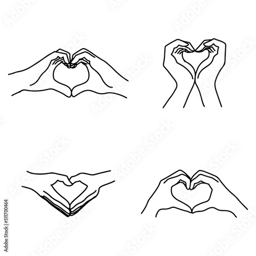 doodle hands up, Two hands making heart sign. Give and share your love to people. vector illustration.
