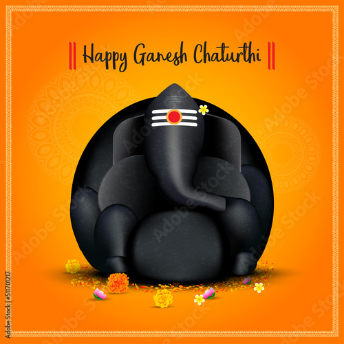 Happy ganesh Chaturthi Vector illustration - kanipakam vinayaka statue 