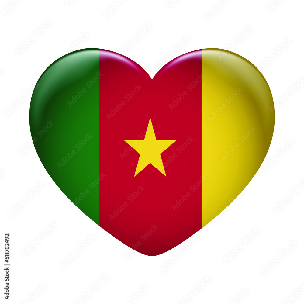 Cameroon flag icon isolated on white background. Cameroon flag. Flag icon glossy. Cameroon flag icon isolated on white background. Cameroon flag. Flag icon glossy.