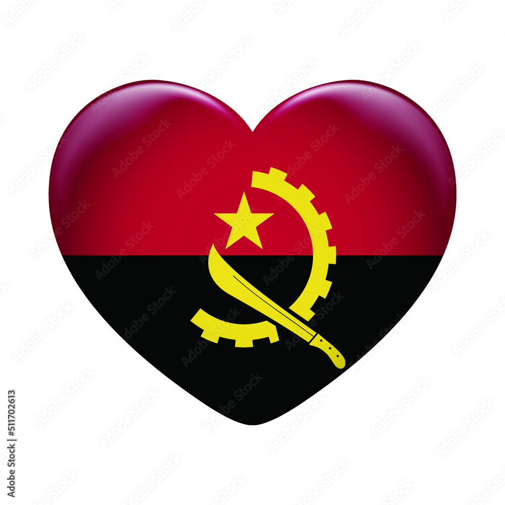 Angola flag icon isolated on white background. Angola flag. Flag icon glossy. Angola flag icon isolated on white background. Angola flag. Flag icon glossy.