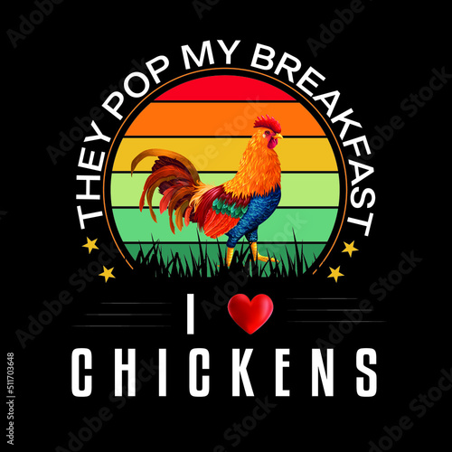 I Love Chicken | chicken style t shirt design | Chicken lover, retro vintage chicken t shirt