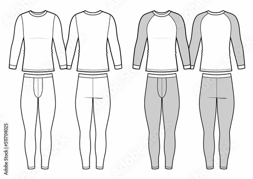 Blank men's sleepwear in front, back views.