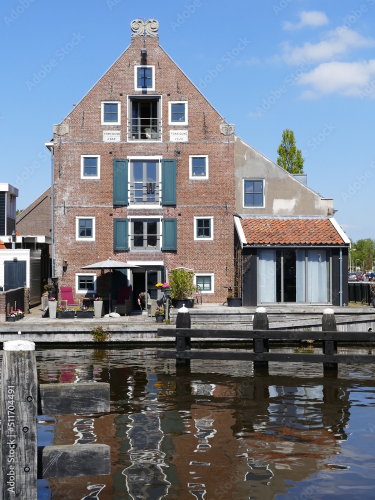 Historical building in (Dutch) Lemmer (Frisian) De Lemmer (port town on the Ijsselmeer, a very big lake), Friesland, Netherlands