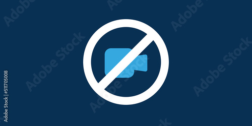 Video Missing, Filming Banned or Not Available - Simple Blue Pictogram with Retro Style Movie Camera on Dark Background for Web Design - Template Editable Vector Format Included