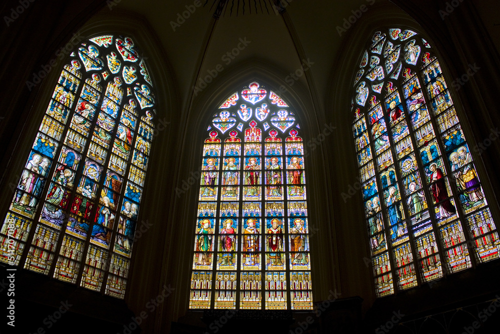 Interior of St. Salvator's Cathedral (Sint-Salvatorskathedraal) in Brugge, Belgium	
