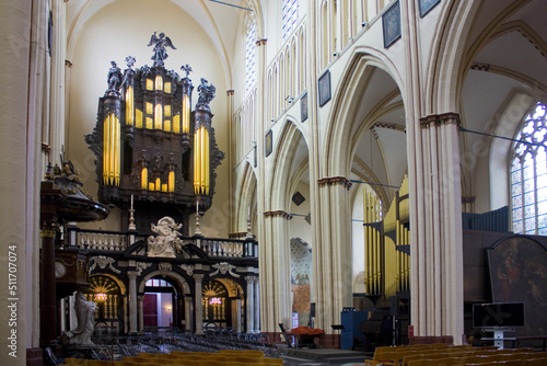 Interior of St. Salvator's Cathedral (Sint-Salvatorskathedraal) in Brugge, Belgium  © Lindasky76