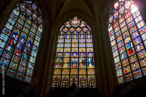 Interior of St. Salvator's Cathedral (Sint-Salvatorskathedraal) in Brugge, Belgium