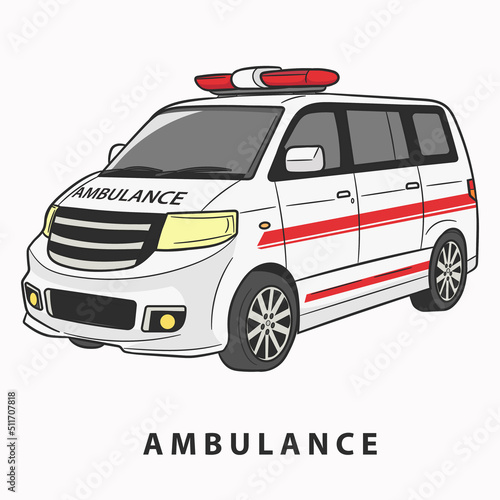 Ambulance car on white background. Ambulance auto paramedic emergency.