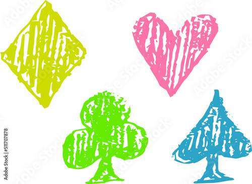 トランプのスート　手書き風ベクターイラスト