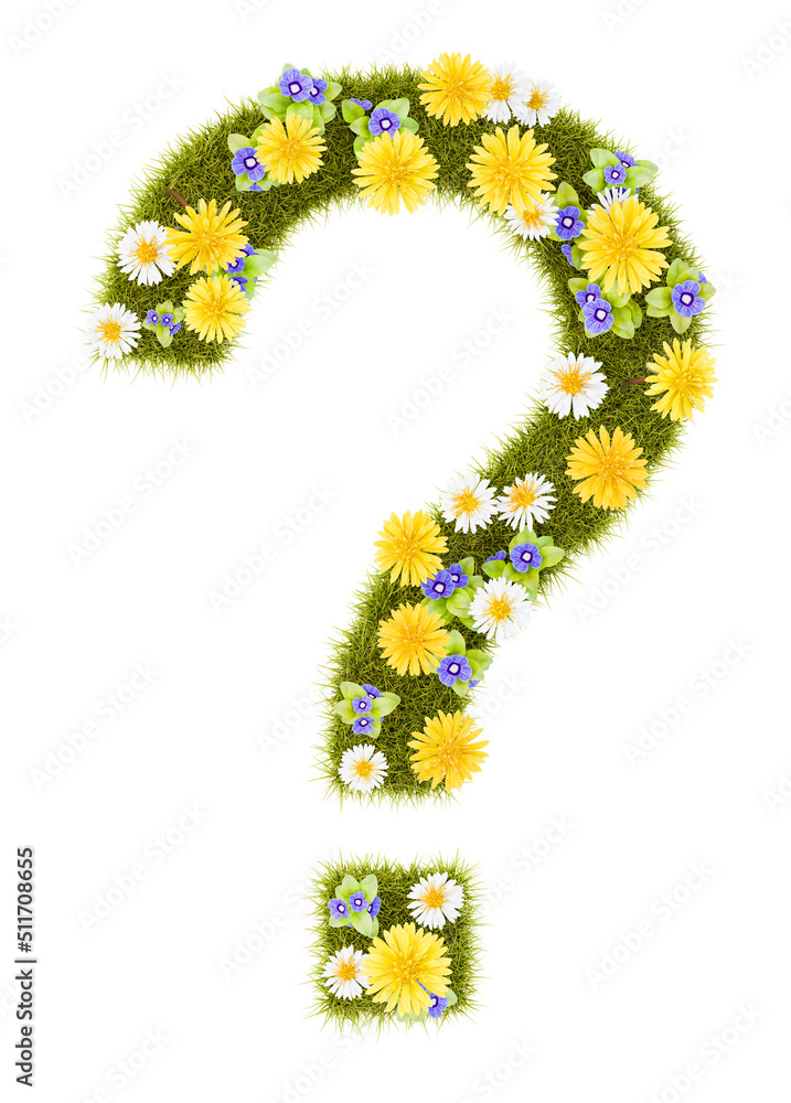 Flowery Grassy Question Mark Shape Isolated Flowery Grassy Question Mark Shape Isolated