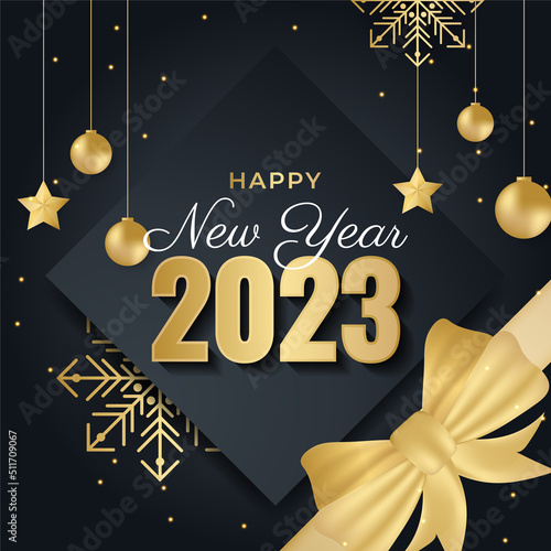 Logo design 2023 Happy New Year. New Year 2023 trend text design. Vector template for banner, web, social network, cover and calendar. Flat sign 2023 isolated on white background