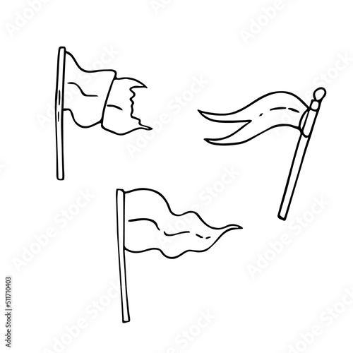 Hand drawn flags doodle style, national patriotic sign.Minimalistic simple drawing, quick painted. Sketch banners for Independence day.Isolated. Vector illustration