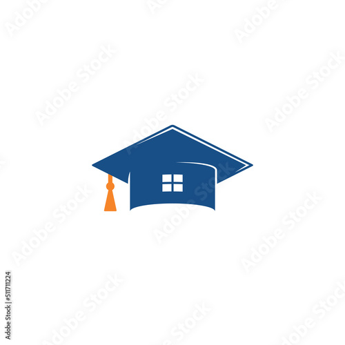 Graduate Hat and House logo or icon design
