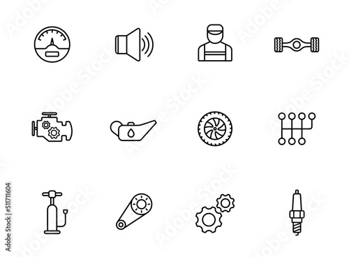 car service outline icons isolated on white background. car service line icons for web and ui design, mobile apps, print polygraphy and promo advertising business