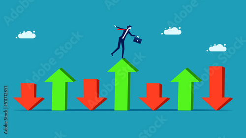 Volatile investments. The risks of the stock market go up and down. Finance and Investment Concept vector